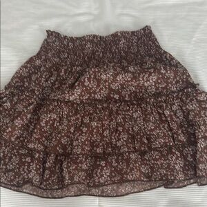Altar'd State Floral Mini Skirt in Brown